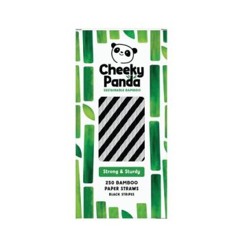 Cheeky Panda Bamboo Paper Straw Black Stripes (Pack of 250) 0111129