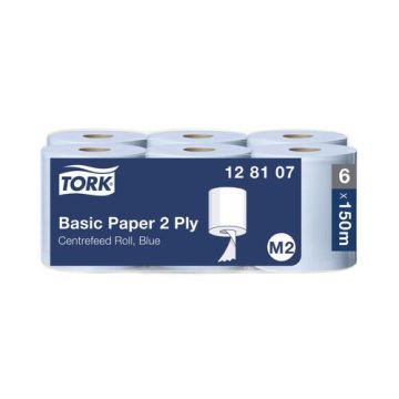 Tork Basic Paper Centrefeed Roll 2-Ply 150m Blue (Pack of 6) 128107